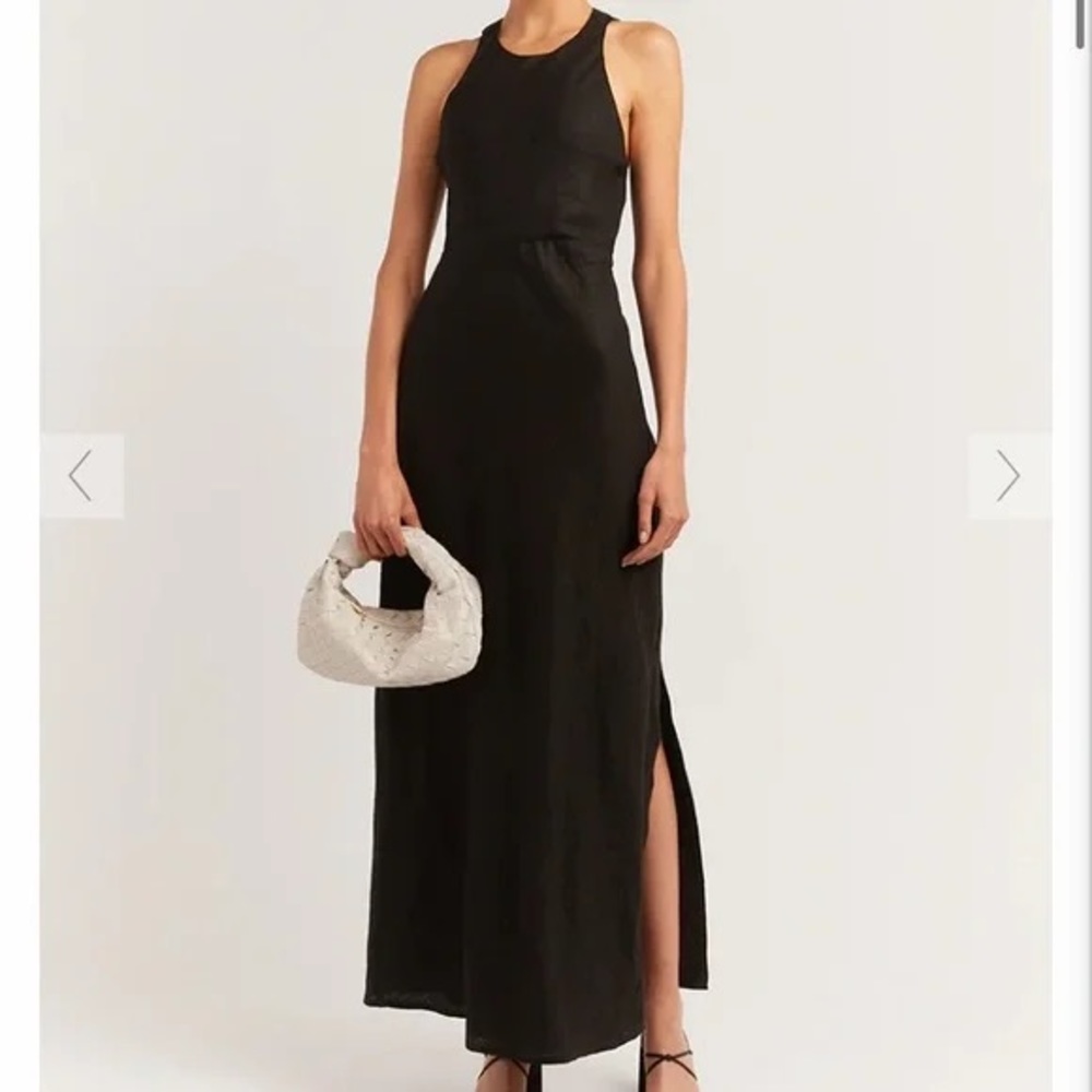 NWT Dissh Andrea Black Linen Midi Dress - US 2
